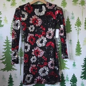 Premier Amour Womens Long Sleeve Sequin Sheath Dress